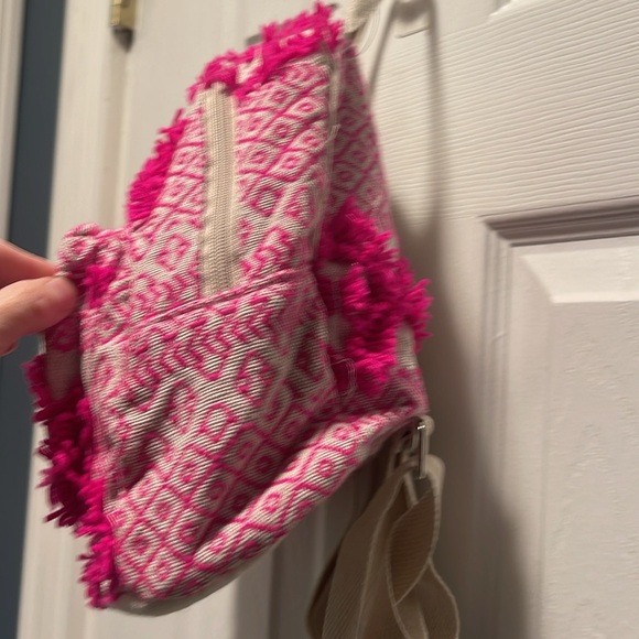 NEW Pink embroidered mini backpack bag with yarn fringe accent NWT - Picture 3 of 10